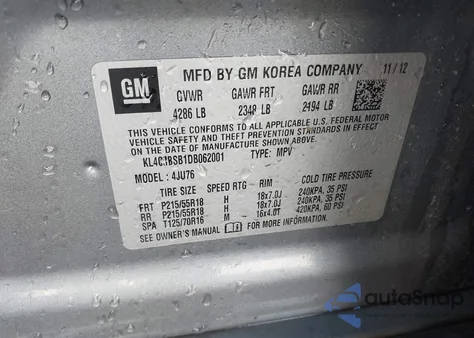 2013 Buick Encore Convenience z USA, uszkodzony, nr VIN KL4CJBSB1DB062001